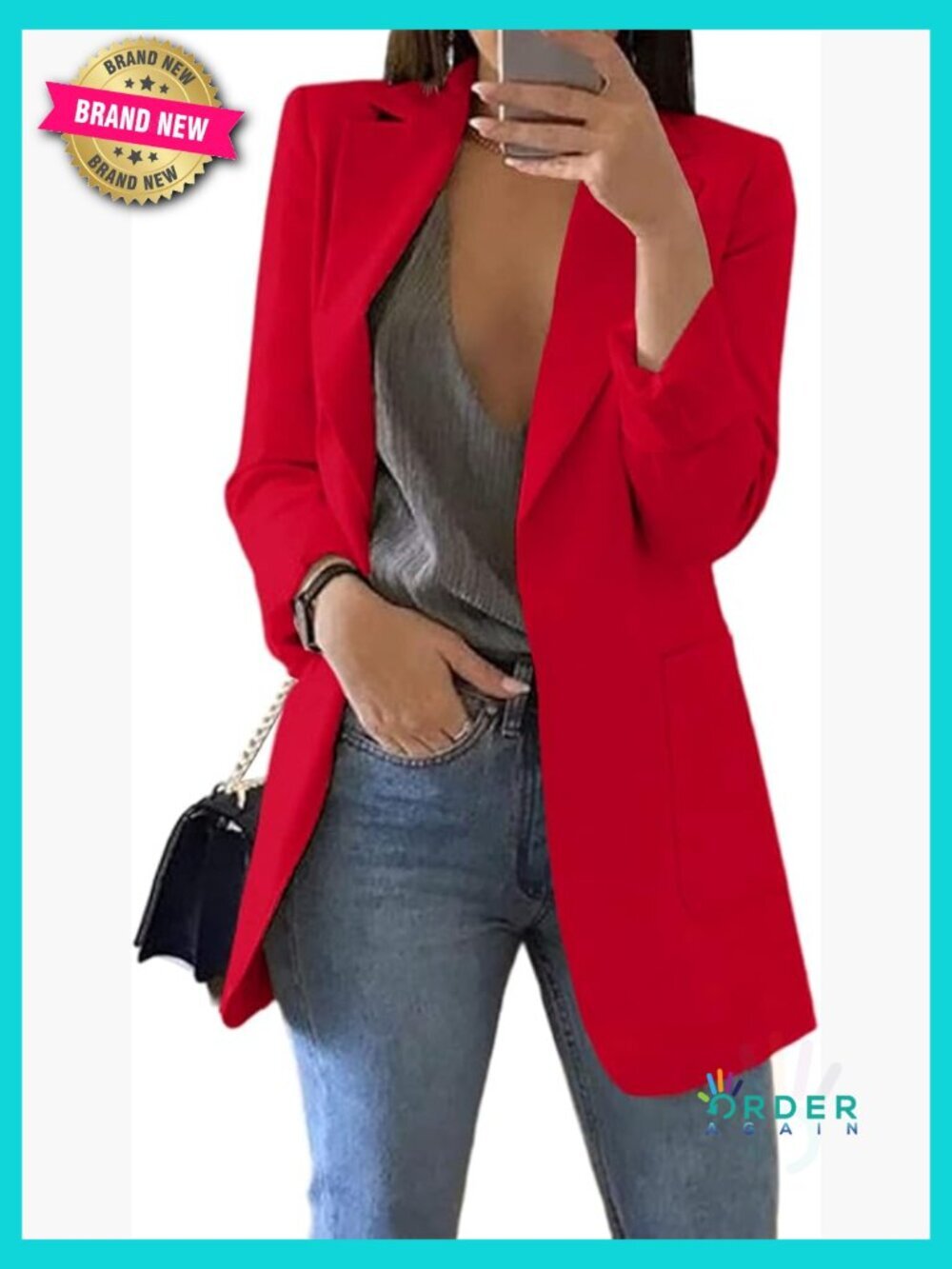 Womens Open Front Blazer Long Sleeve Lapel Collar Work Office Jacket Suit